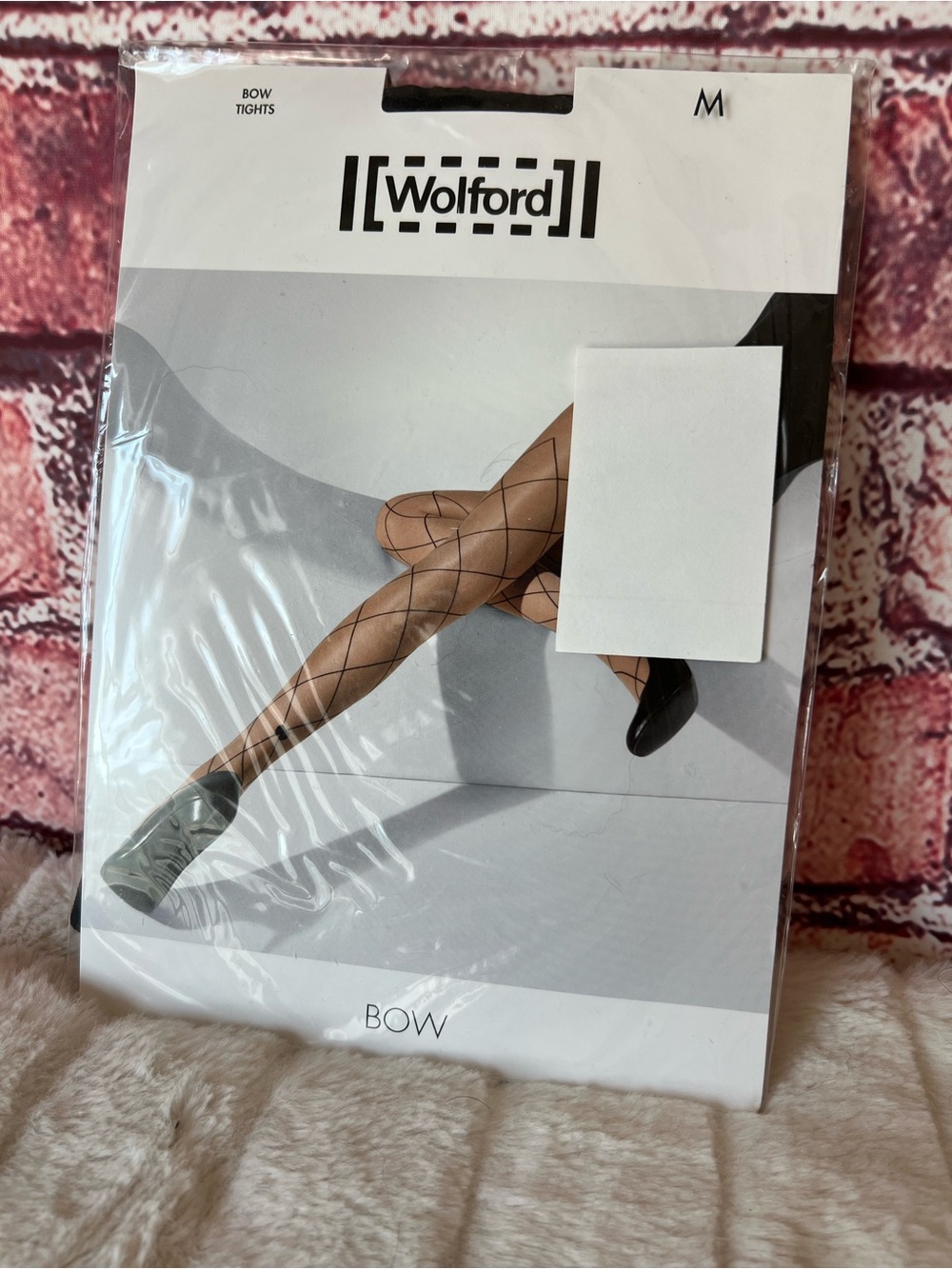 Wolford Elegant Lolita Tights Black Large Diamond Bow Pattern M NIP